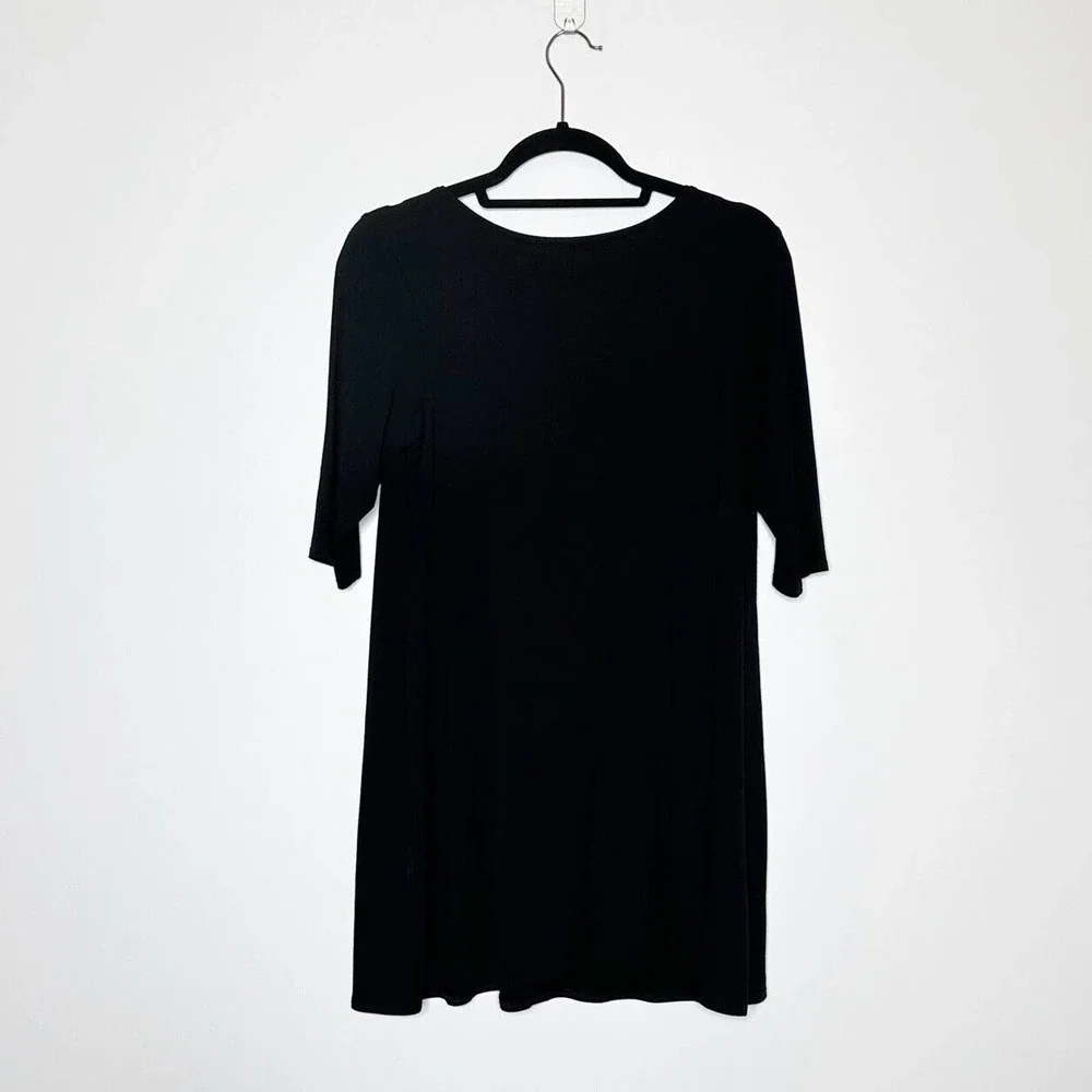 Eileen Fisher Fine Jersey Knit Top Scoop Neck 3/4 Sleeve Womens Black Size M - Picture 3 of 5
